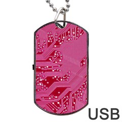 Pink Circuit Pattern Dog Tag Usb Flash (one Side)