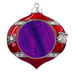 Abstract-fantastic-fractal-gradient Metal Snowflake And Bell Red Ornament by Ket1n9