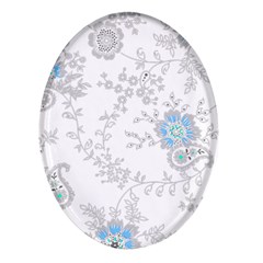 Traditional Art Batik Flower Pattern Oval Glass Fridge Magnet (4 Pack) by Ket1n9