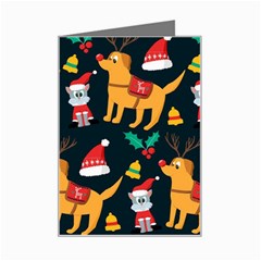 Funny Christmas Pattern Background Mini Greeting Card by Ket1n9