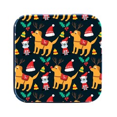 Funny Christmas Pattern Background Square Metal Box (black) by Ket1n9