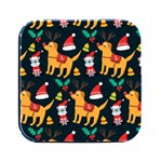 Funny Christmas Pattern Background Square Metal Box (Black)