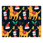 Funny Christmas Pattern Background Premium Plush Fleece Blanket (Large)