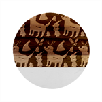 Funny Christmas Pattern Background Marble Wood Coaster (Round)