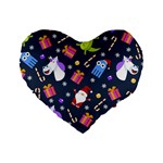 Colorful Funny Christmas Pattern Standard 16  Premium Heart Shape Cushions Front
