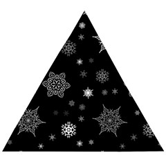 Christmas Snowflake Seamless Pattern With Tiled Falling Snow Wooden Puzzle Triangle by Ket1n9