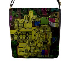 Technology Circuit Board Flap Closure Messenger Bag (l) by Ket1n9