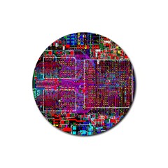 Technology Circuit Board Layout Pattern Rubber Coaster (round) by Ket1n9