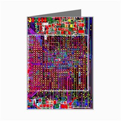 Technology Circuit Board Layout Pattern Mini Greeting Card by Ket1n9