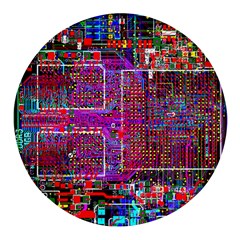 Technology Circuit Board Layout Pattern Round Glass Fridge Magnet (4 Pack) by Ket1n9