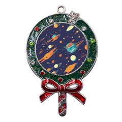 Space Galaxy Planet Universe Stars Night Fantasy Metal X mas Lollipop With Crystal Ornament by Ket1n9