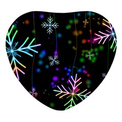 Snowflakes Snow Winter Christmas Heart Glass Fridge Magnet (4 Pack) by Grandong