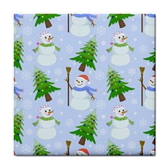 New Year Christmas Snowman Pattern, Tile Coaster by Grandong