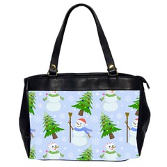 New Year Christmas Snowman Pattern, Oversize Office Handbag (2 Sides) by Grandong