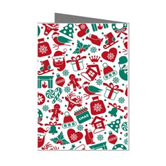 Background Vector Texture Christmas Winter Pattern Seamless Mini Greeting Cards (pkg Of 8) by Grandong