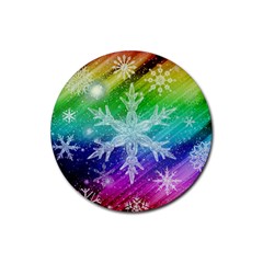 Christmas-snowflake-background Rubber Coaster (round)