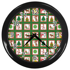 Christmas-paper-christmas-pattern Wall Clock (black) by Grandong