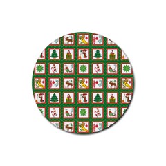 Christmas-paper-christmas-pattern Rubber Round Coaster (4 Pack) by Grandong