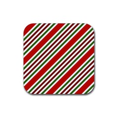 Christmas-color-stripes Rubber Coaster (square) by Grandong