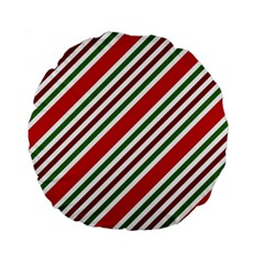 Christmas-color-stripes Standard 15  Premium Flano Round Cushions by Grandong