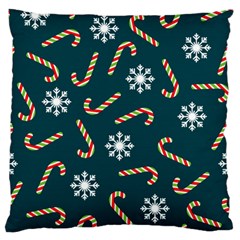 Christmas-seamless-pattern-with-candies-snowflakes Large Premium Plush Fleece Cushion Case (two Sides)