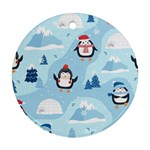 Christmas-seamless-pattern-with-penguin Round Ornament (Two Sides) Back