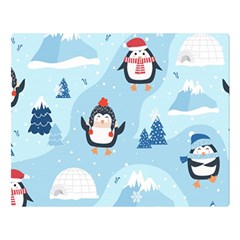 Christmas-seamless-pattern-with-penguin Two Sides Premium Plush Fleece Blanket (large) by Grandong