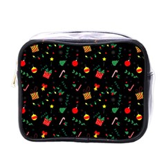 Christmas Pattern Texture Colorful Wallpaper Mini Toiletries Bag (one Side) by Grandong