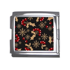 Christmas-pattern-with-snowflakes-berries Mega Link Italian Charm (18mm) by Grandong