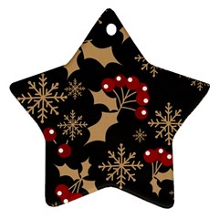 Christmas-pattern-with-snowflakes-berries Star Ornament (two Sides) by Grandong