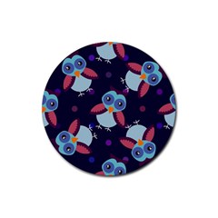 Owl-pattern-background Rubber Round Coaster (4 Pack) by Grandong
