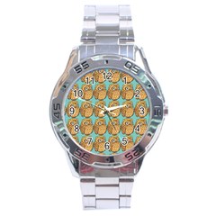 Seamless Cute Colourfull Owl Kids Pattern Stainless Steel Analogue Watch by Grandong