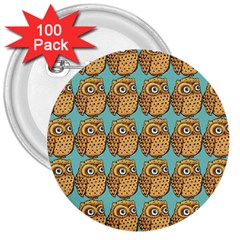 Owl-pattern-background 3  Buttons (100 Pack)  by Grandong