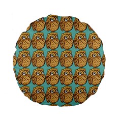 Seamless Cute Colourfull Owl Kids Pattern Standard 15  Premium Flano Round Cushions by Grandong