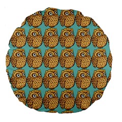 Owl Bird Cartoon Large 18  Premium Flano Round Cushions by Grandong