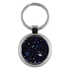 Starry Night  Space Constellations  Stars  Galaxy  Universe Graphic  Illustration Key Chain (round) by Grandong