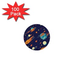 Space Galaxy Planet Universe Stars Night Fantasy 1  Mini Buttons (100 Pack)  by Grandong