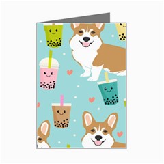 Welsh Corgi Boba Tea Bubble Cute Kawaii Dog Breed Mini Greeting Card by Grandong