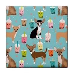 Chihuahua Bubble Kawaii Boba Tea Cute Dog Tile Coaster by Grandong