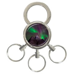 Aurora Stars Sky Mountains Snow Aurora Borealis 3-ring Key Chain by Grandong