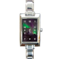 Aurora Northern Lights Celestial Magical Astronomy Rectangle Italian Charm Watch by Grandong