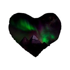 Aurora Northern Lights Celestial Magical Astronomy Standard 16  Premium Heart Shape Cushions by Grandong