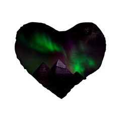 Aurora Northern Lights Celestial Magical Astronomy Standard 16  Premium Flano Heart Shape Cushions by Grandong