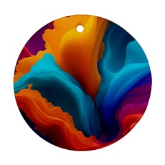 Colorful Fluid Art Abstract Modern Ornament (round)