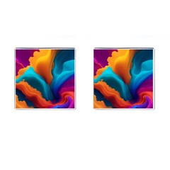 Colorful Fluid Art Abstract Modern Cufflinks (square)