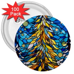 Stained Glass Winter 3  Buttons (100 Pack) 