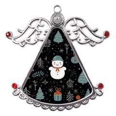 Snowman Christmas Metal Angel With Crystal Ornament