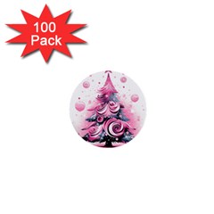 Winter Christmas Snow Xmas Tree 1  Mini Buttons (100 Pack) 