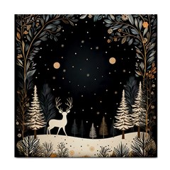 Christmas Winter Xmas Scene Nature Forest Tree Moon Face Towel by Vaneshop