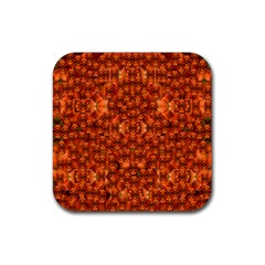 Floral Time In Peace And Love Rubber Coaster (square) by pepitasart